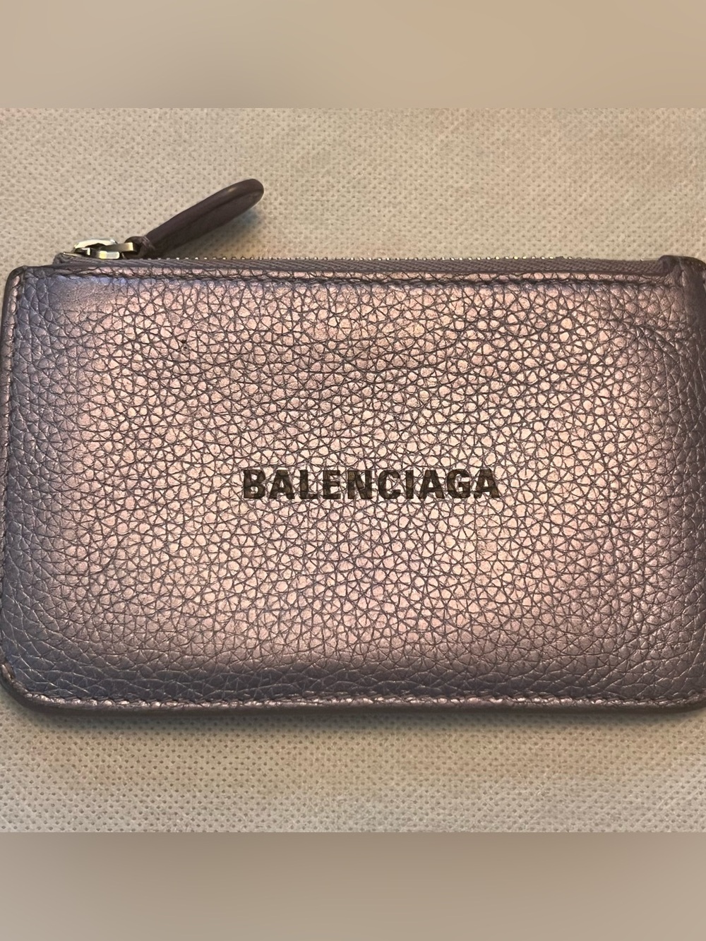 Balenciaga Metallic Zip Compact Wallet